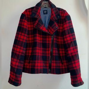 Gap Red Flannel Moto Jacket
